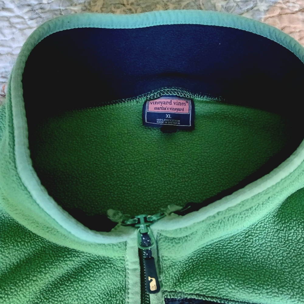Vineyard Vines Martha's 1/4 Zip Fleece Pullover Green Women’s XL - Picture 4 of 7